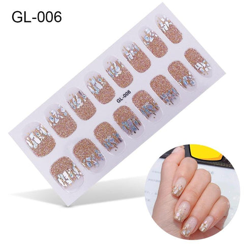 16pcs/sheet Glitter Nail Stickers - BigDigss